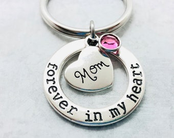 Mom Memorial Personalized Keychain, Forever in my Heart, Loss of Mom, Sympathy Gift, Remembrance Gift