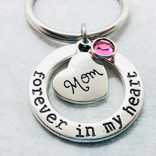 Mom Memorial Personalized Keychain, Forever in my Heart, Loss of Mom, Sympathy Gift, Remembrance Gift