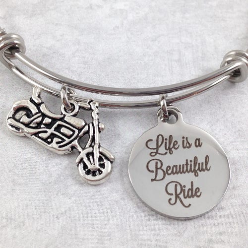 Motorcycle Bangle Bracelet Motorcycle Jewelry Life is a Etsy
