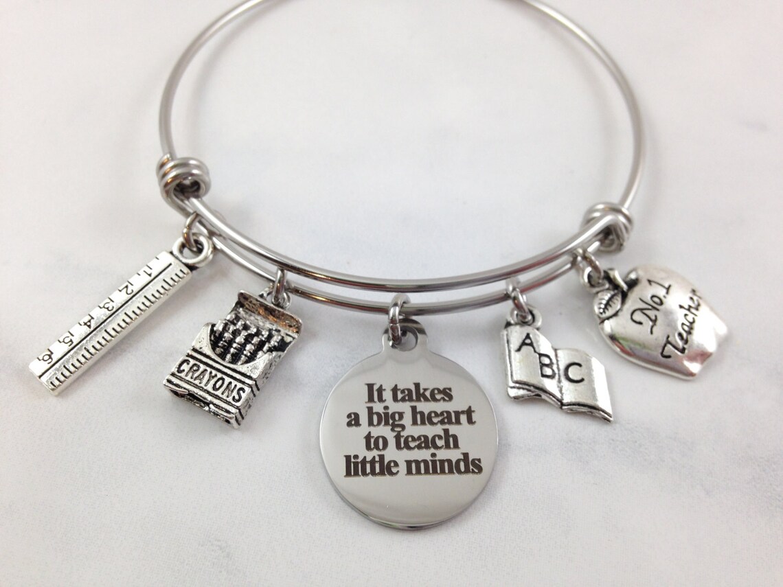 Teacher Jewelry Teacher Charm Bracelet Teacher Christmas Etsy