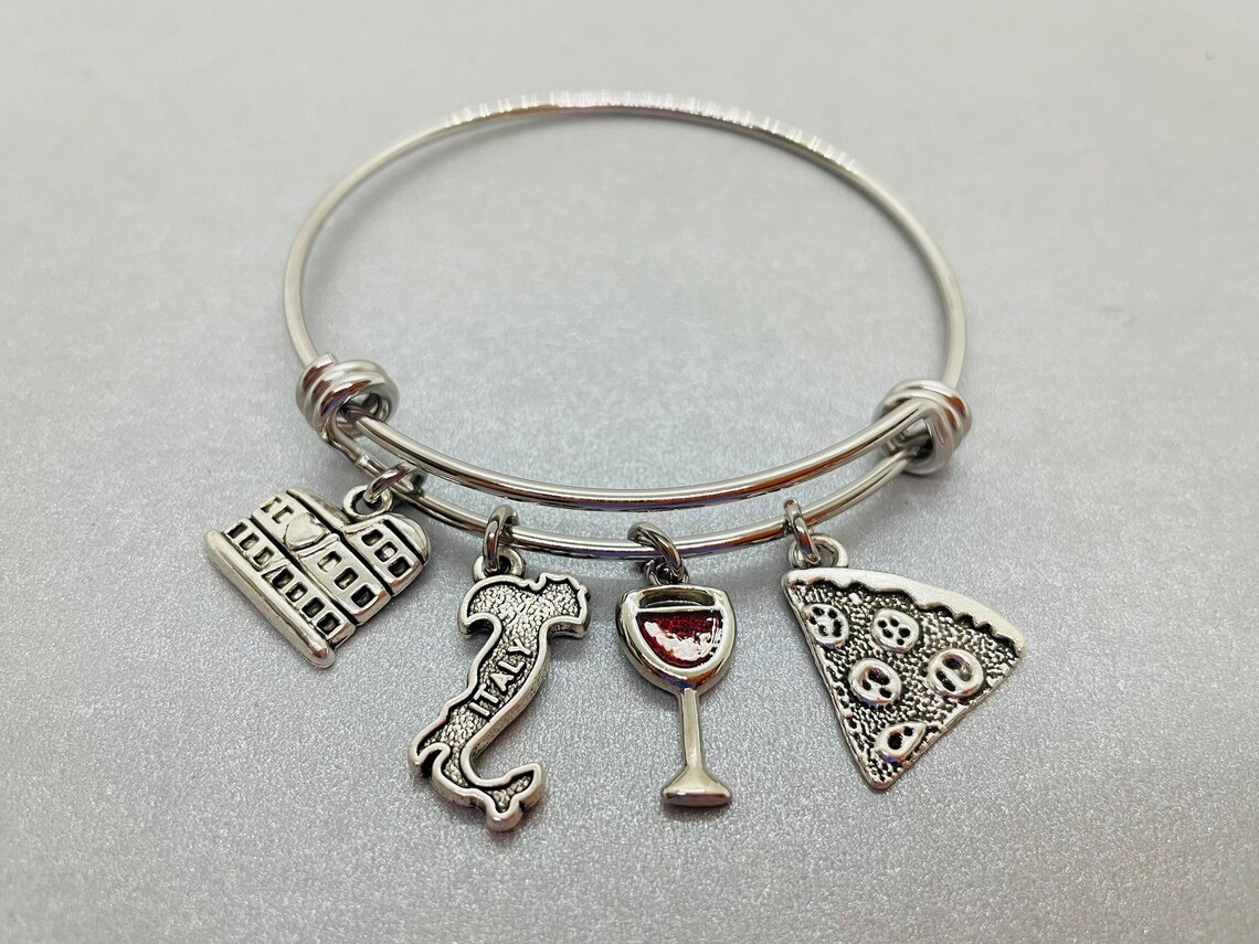 Italy Charm Bracelet Italy Themed Charm Bracelet Italy Charm Etsy