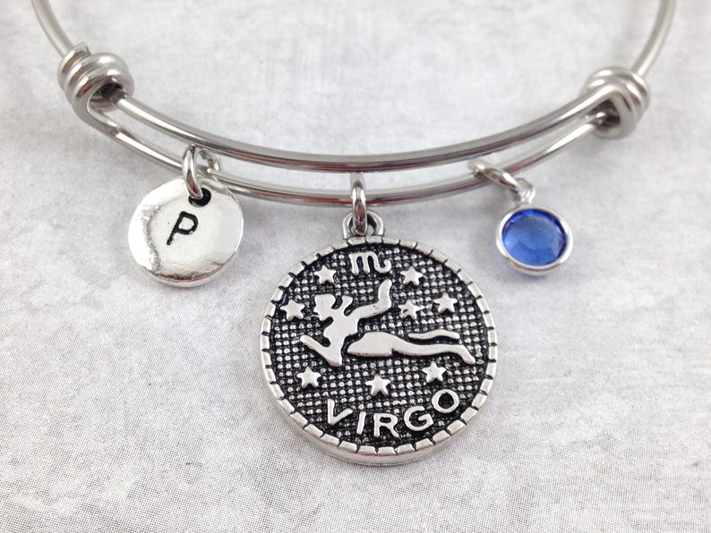Virgo Bracelet Personalized Bangle Zodiac Bracelet Etsy