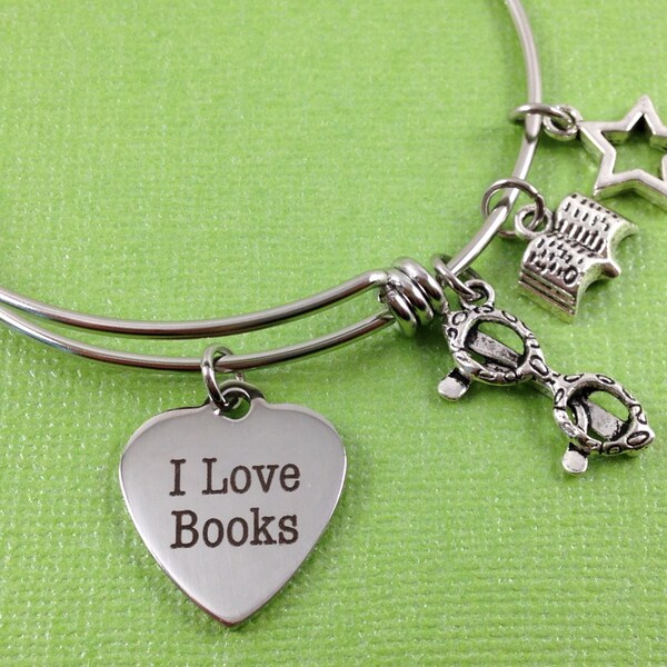 Book Charm Bracelet Etsy