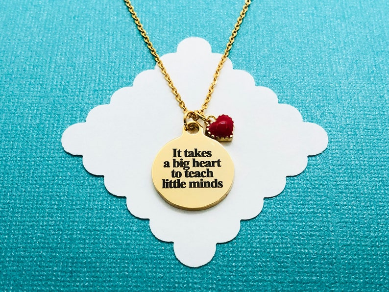 Teacher Appreciation Gift Christmas Gift Teacher Jewelry It Takes a Big Heart to Teach Little Minds End of Year Gift