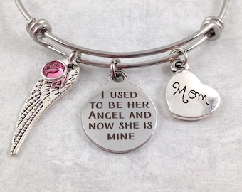 Mom Memorial Bracelet, Mom Remembrance Bracelet, Memorial Jewelry, Loss of Mother. Sympathy Gift, Angel Wing Bracelet