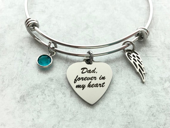 Dad Forever in My Heart Bracelet Dad Memorial Bangle Sympathy Gift Loss of Dad Remembrance Bangle Memorial Jewelry Etsy Canada