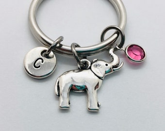 Personalized Elephant Keychain, Elephant Accessory, Lucky Elephant, Elephant Gift