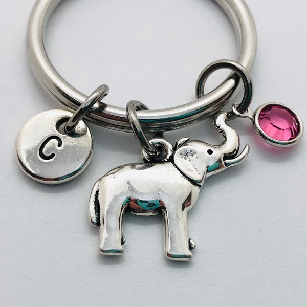 Personalized Elephant Keychain, Elephant Accessory, Lucky Elephant, Elephant Gift