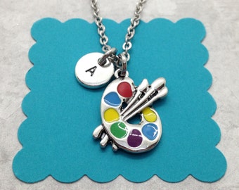 Artist Palette Charm Necklace, Gift for Artist, Artist Teacher Gift, Personalized, Paint Palette, Artist Jewelry, Gift for Her