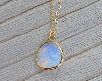 Opal Pendant Necklace, Opal Necklace, October Birthstone, Opal and Gold, Opal Jewelry, Opal