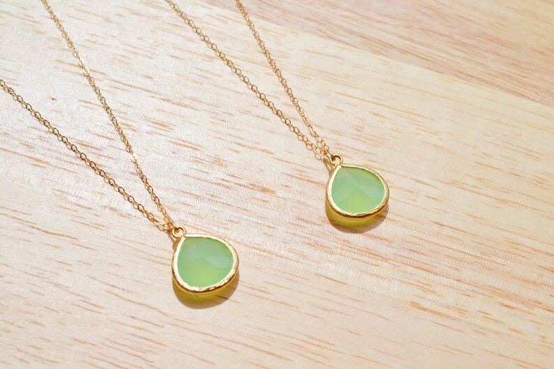 Mint Teardrop Pendant Necklace Etsy