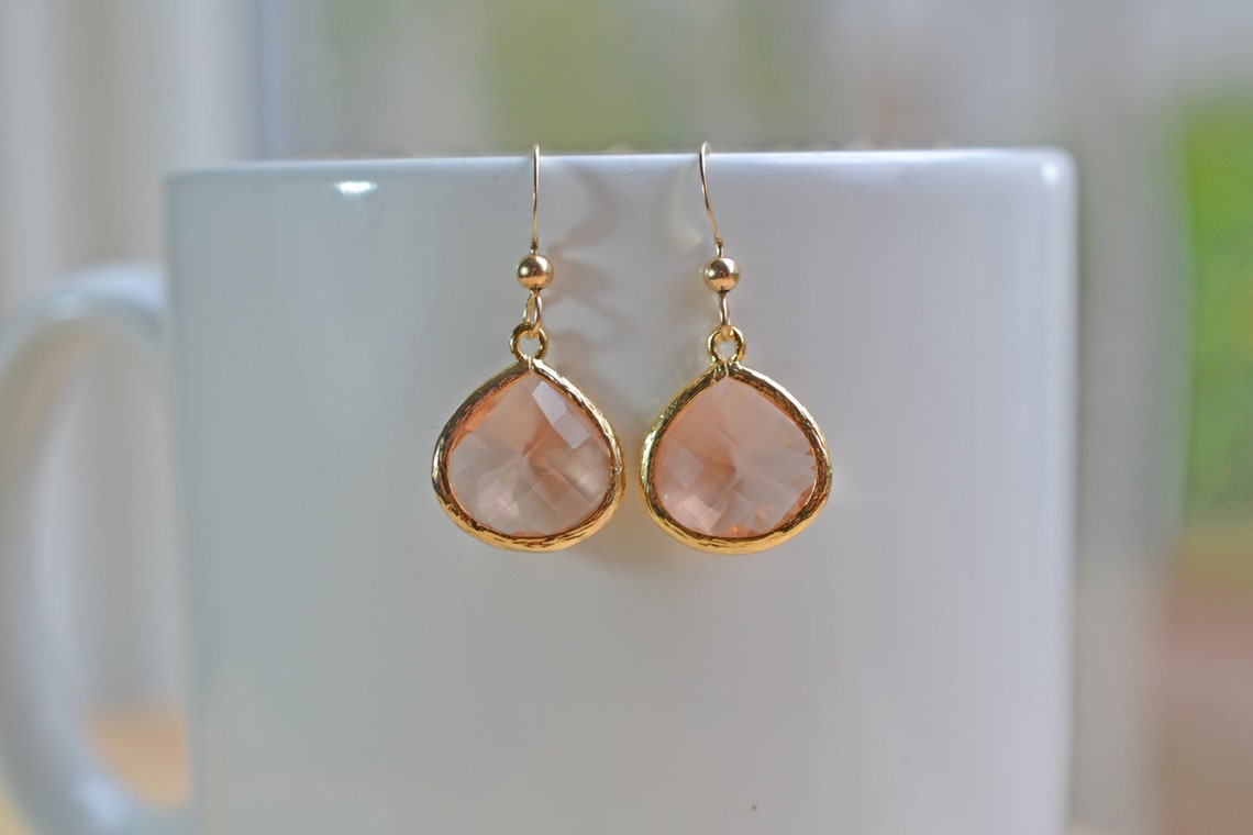 Teardrop Pendant Earrings Bridal Party Earrings Bridesmaid Etsy