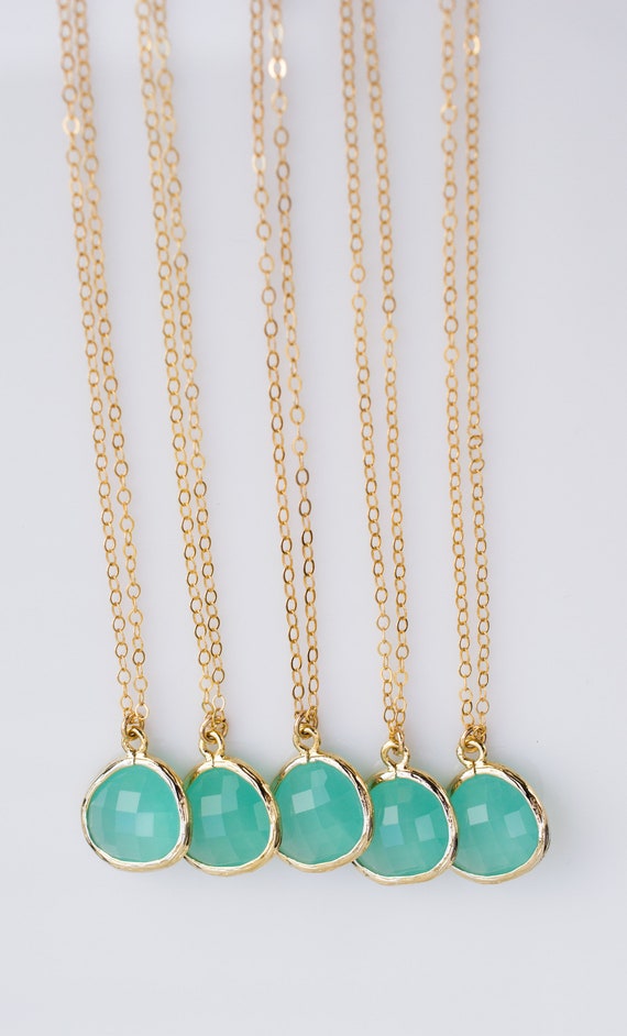Teal Pendant Necklace Bridal Party 