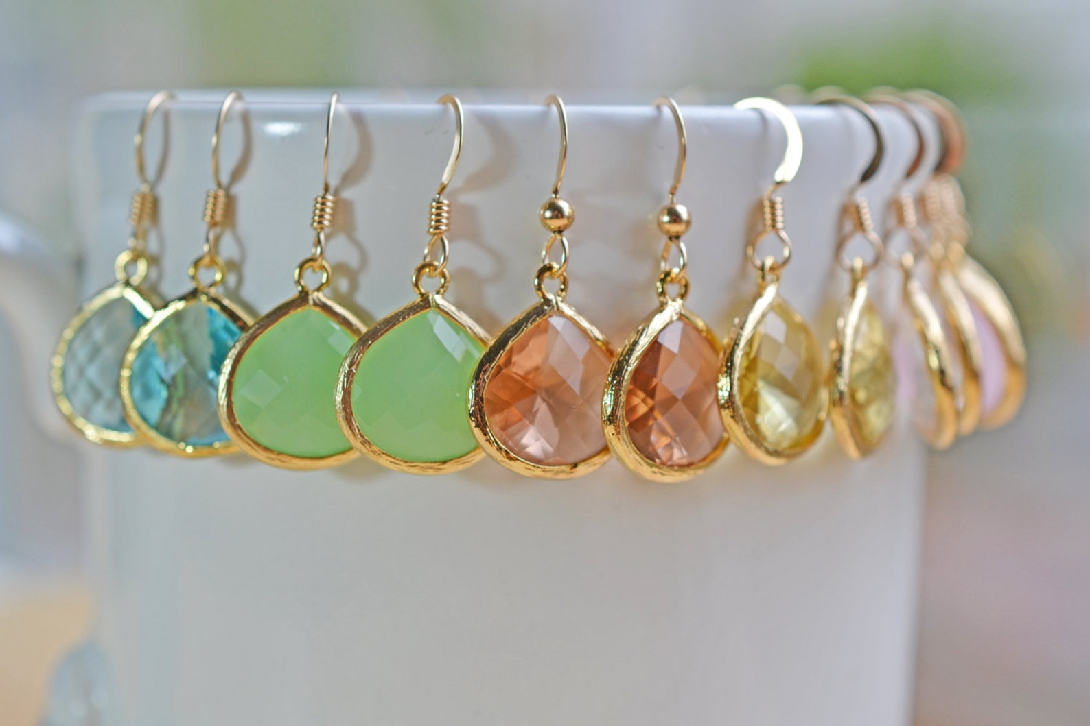 Teardrop Pendant Earrings, Bridal Party Earrings, Bridesmaid Earrings