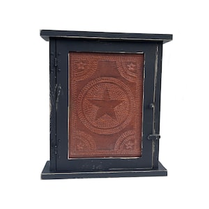 Rustic Farmhouse Spice Cabinet: Punched Tin Star, Adjustable Shelves