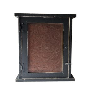Handmade Rustic Spice Cabinet: Morning Star Tin Panel, Adjustable Shelves
