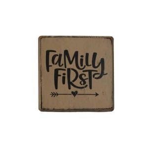 Family First Block Shelf Sitter With Distressed Finish Handmade Wooden ...