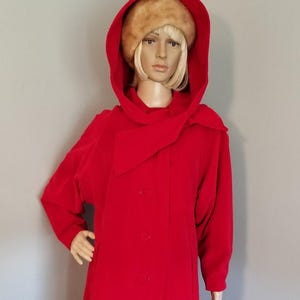 60s Vintage Snooty Fox  Bright Cherry Red Velvet Coat - M