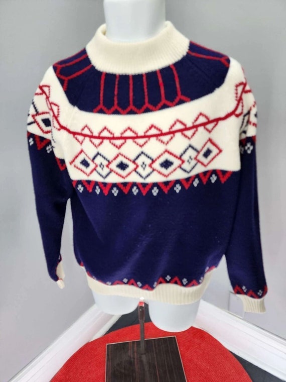 70s Classic Crewneck Sweater - Navy Blue - XL