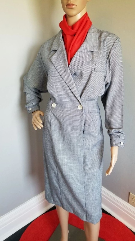 70s Vintage Stuart Alan Navy & White Houndstooth F