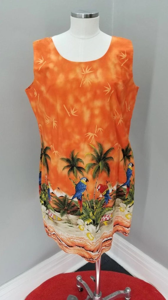 90s Vintage KY's Hawaiian Tank Dress, Cotton - XXL