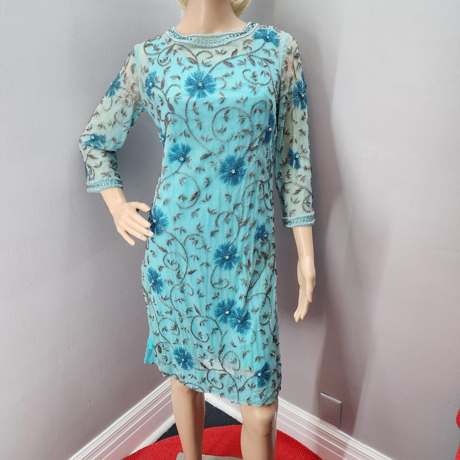 can you hem a beaded dress Chic 1960's Indian Silk Beaded Shift Dress In Pink / ML – Xtabay Vintage main image 1