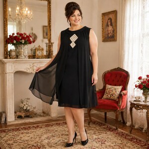 1960s cocktail dress plus size [Plus Size] Orange 1960s Bow Patchwork Sleeveless Dress