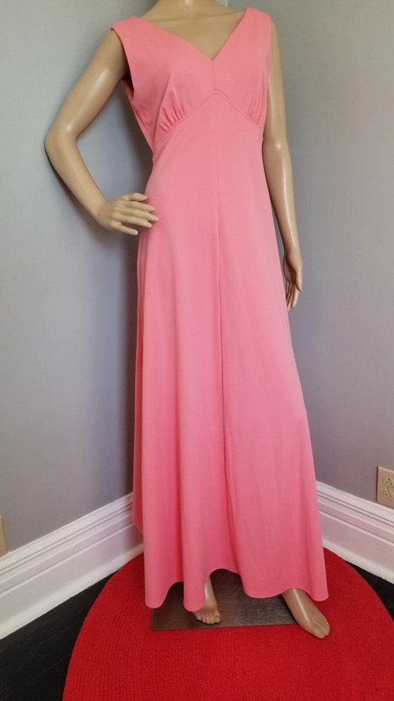 70s  Vintage Super Cute Salmon Empire Waist Maxi D