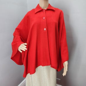 70s Vintage Sur-Ana Red Wool Cape - L