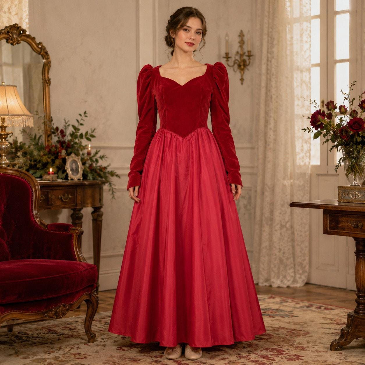 Red Maxi Dress Long Sleeves - Etsy Red Maxi Dress Long Sleeves - Etsy