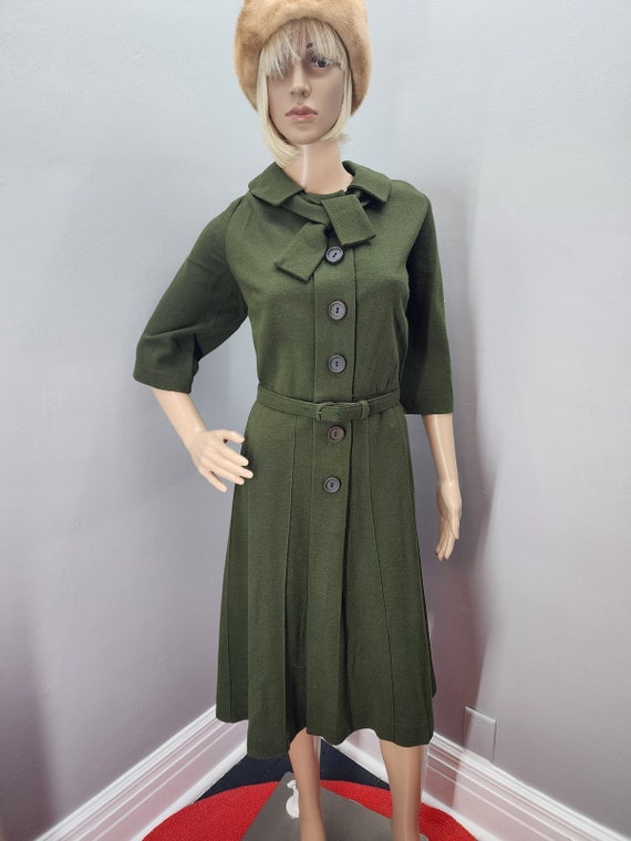 50s Vintage Brentshire Olive Green Dress - XXL