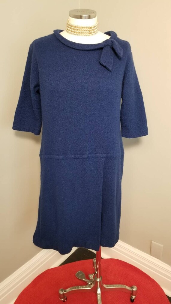 60s Berkshire Royal Blue Wool Blend Dropwaist Dres