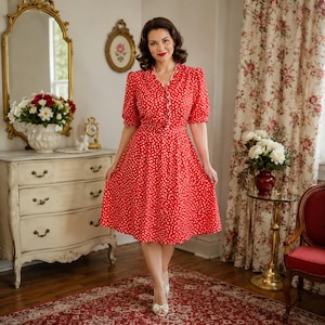 Red Fit Flare Dress - Etsy