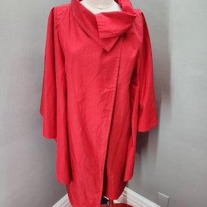 70s Vintage Red Angel Sleeve Rain Coat / Overcoat - L