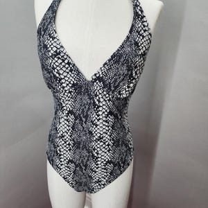Y2K Vintage Catalina One Piece Swimsuit Snake Print Halter - M