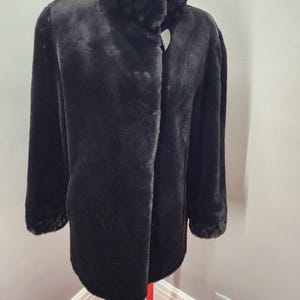 80s Vintage Olympia Black Faux Fur Coat - M