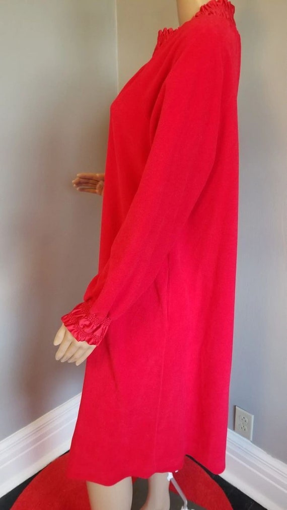 70s Vintage Vanity Fair Bright Red Robe - S - image 3
