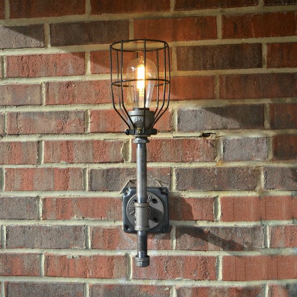 Pipe Light Sconce, Edison Bulb Included, Black Metal Lamp Fixture, Vintage, Steampunk, Industrial, Interior, Exterior, Indoor, Outdoor