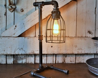Industrial-Vintage Black Pipe Desk Lamp