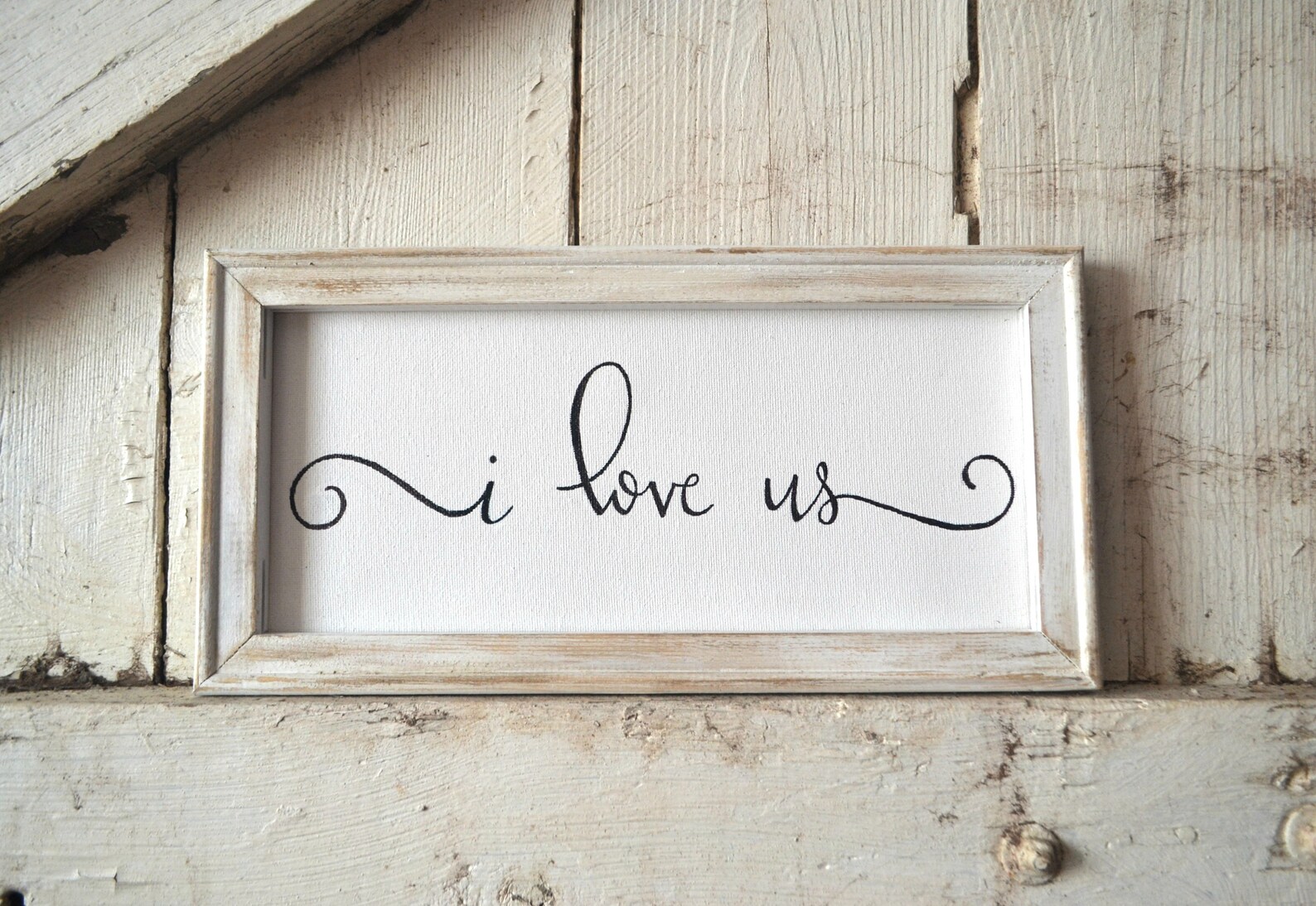 I Love Us Wood Sign Hand Lettered Canvas Wood Framed - Etsy