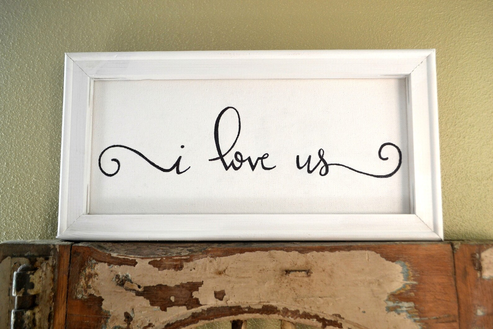 I Love Us Wood Sign Hand Lettered Canvas Wood Framed - Etsy