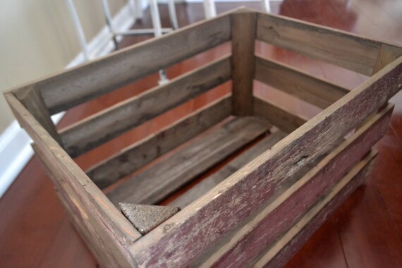 Wood Crate Reclaimed Barn Wood Red Fence Picket Wedding Etsy
