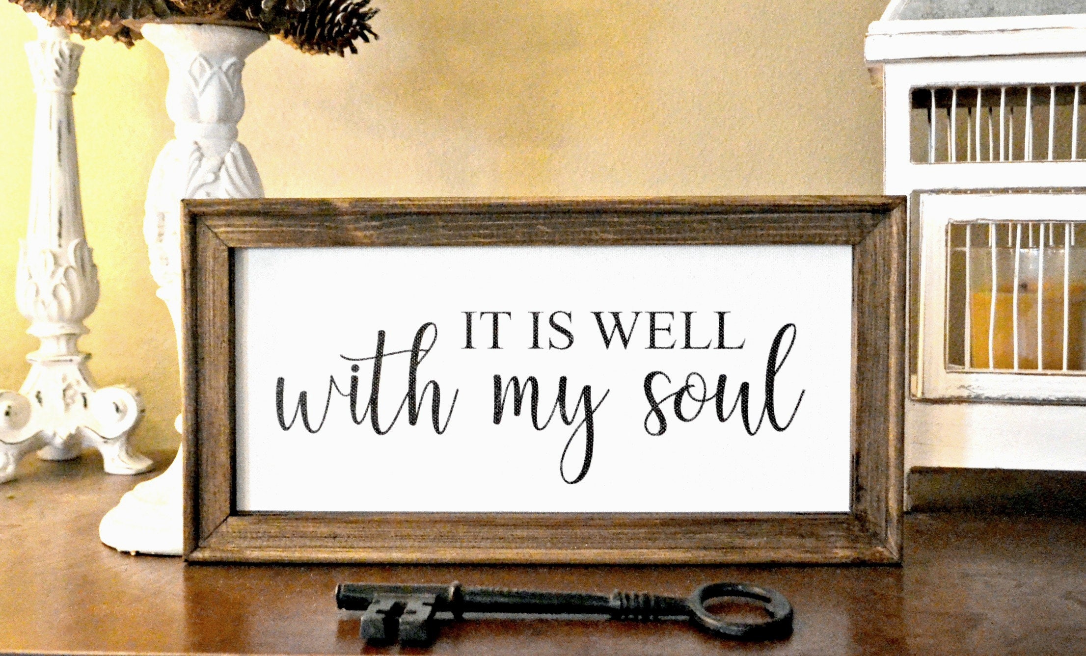 It is Well With My Soul Wood Framed Canvas Sign, Country, Farmhouse