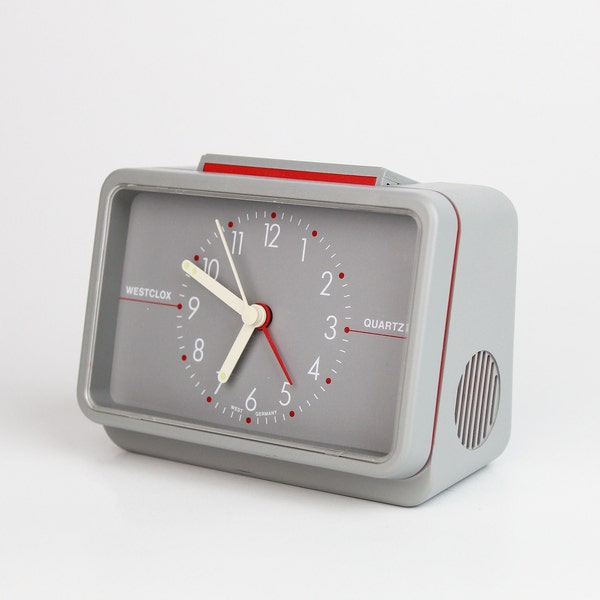 70s 80s Westclox Quartz vintage clock / Desk table alarm clock / Space age plastic era / West Germany
