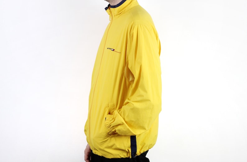 90s vintage Tommy Hilfiger Athletics lightweight jacket Rare Yellow rain windbreaker Rare light jacket made in Sri Lanka M