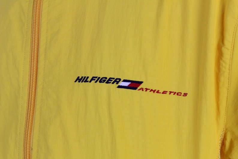 90s vintage Tommy Hilfiger Athletics lightweight jacket Rare Yellow rain windbreaker Rare light jacket made in Sri Lanka M