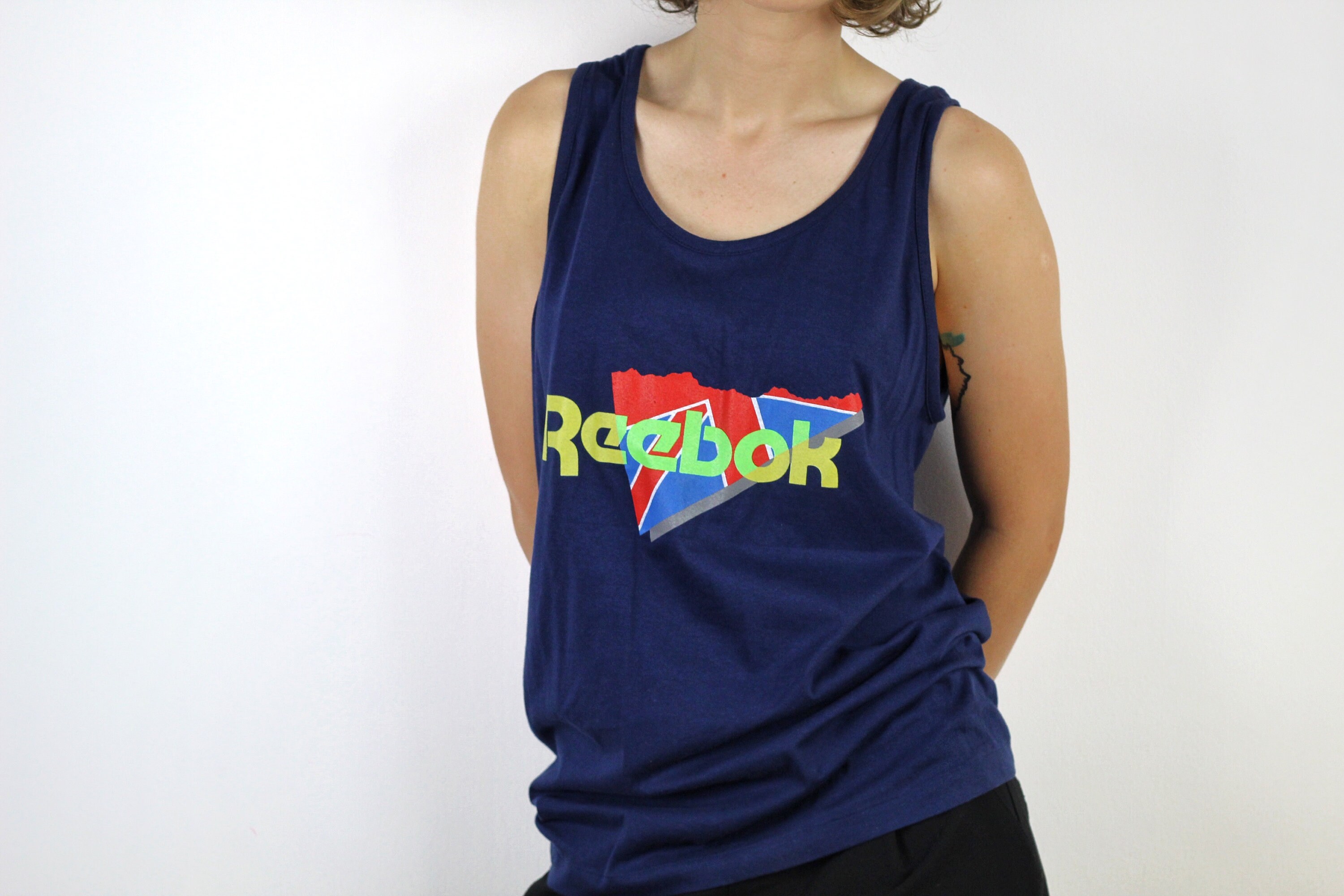 Men's New Reebok Vest Tank Top T-Shirt Singlet Black Fitness Running Gym Men's New Reebok Vest Tank Top T-Shirt Singlet Black Fitness Running Gym