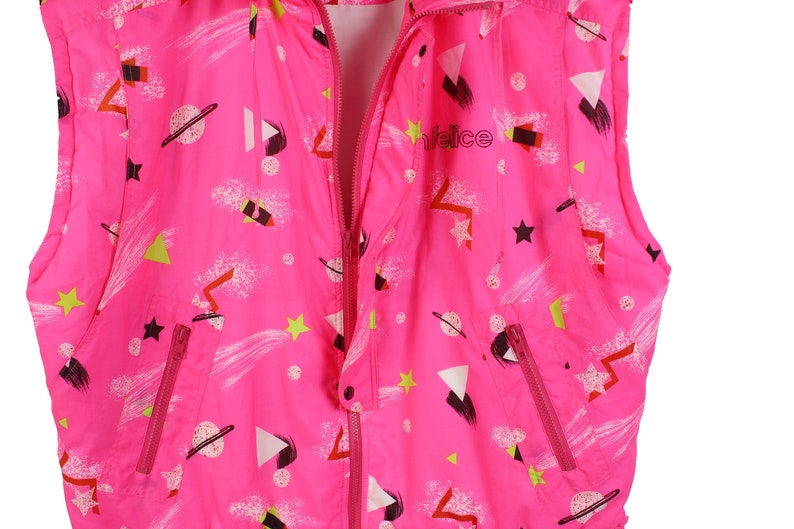 80s San Felice Sportswear vintage ski vest 90s Rad pink oversized puffer vest Skiing snowboarding vest M L XL