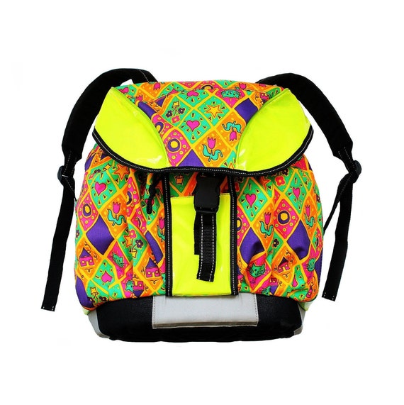 equilibrio eternamente cayó 90s vintage Le Chat mochila fluorescente multicolor - Etsy España