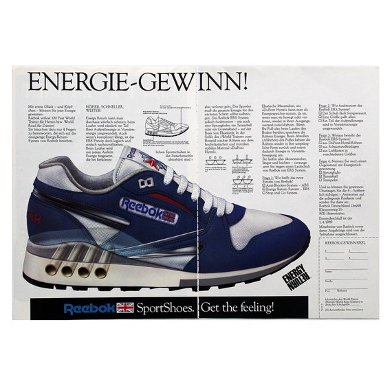Vintage 1989 ERS zapatillas de deporte anuncio impreso - Etsy